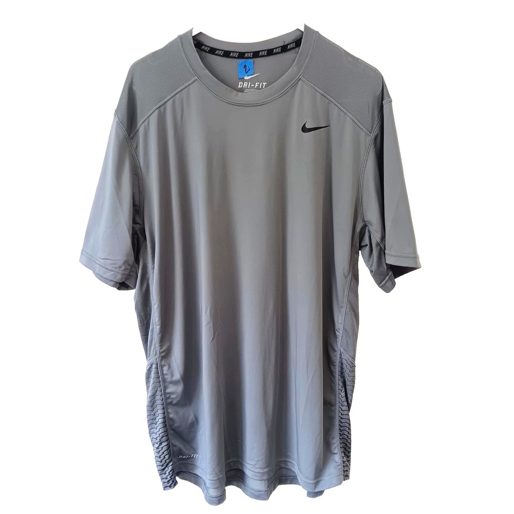 Nike Pro Dri-FIT Men's Shirt L Gray Base Layer Training Tee Short Sleeve